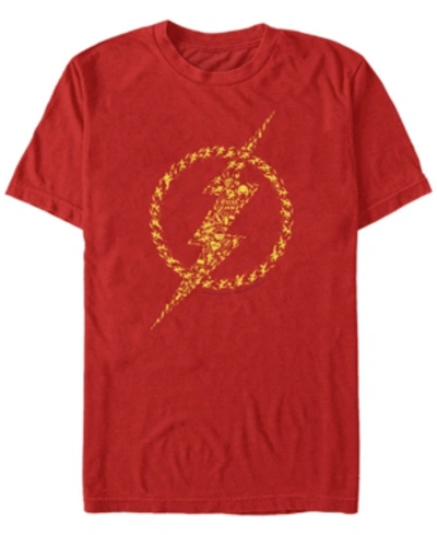 Fifth Sun Dc Men's The Flash Icon Filled Lightning Bolt Logo Short Sleeve T-shirt In Red