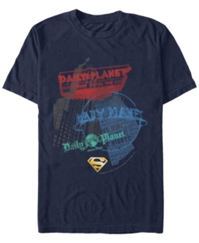Fifth Sun Dc Men's Superman Daily Planet Newspaper Logo Short Sleeve T-shirt In Navy