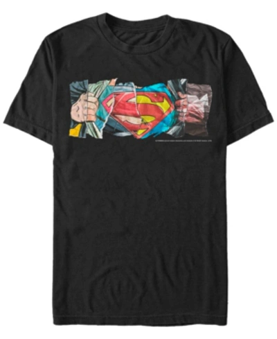 Fifth Sun Dc Men's Superman Paper Collage Logo Short Sleeve T-shirt In Black