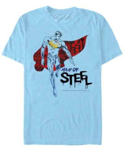 Fifth Sun Dc Men's Superman Man Of Steel Poster Short Sleeve T-shirt In Silver-tone