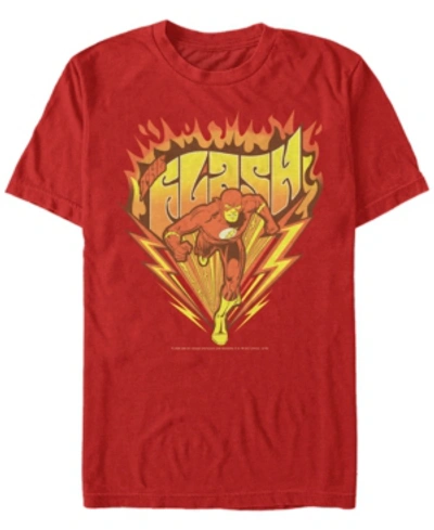 Fifth Sun Dc Men's The Flash Retro Fast As Lightning Logo Short Sleeve T-shirt In Red