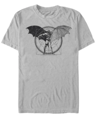 Fifth Sun Dc Men's Batman Geometric Schematic Short Sleeve T-shirt In Gray
