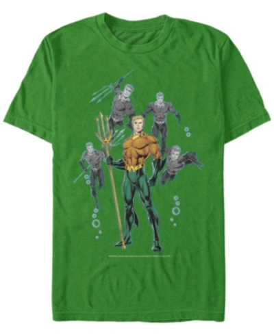 Fifth Sun Dc Men's Aquaman Multi Action Portraits Short Sleeve T-shirt In Emerald