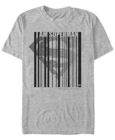 Fifth Sun Dc Men's I Am Superman Barcode Logo Short Sleeve T-shirt In Athletic Heather