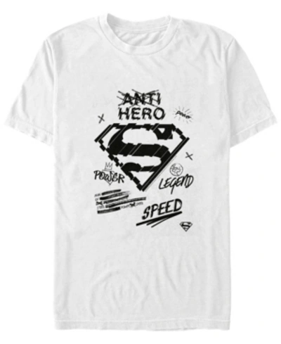 Fifth Sun Dc Men's Superman Marker Sketch Short Sleeve T-shirt In White