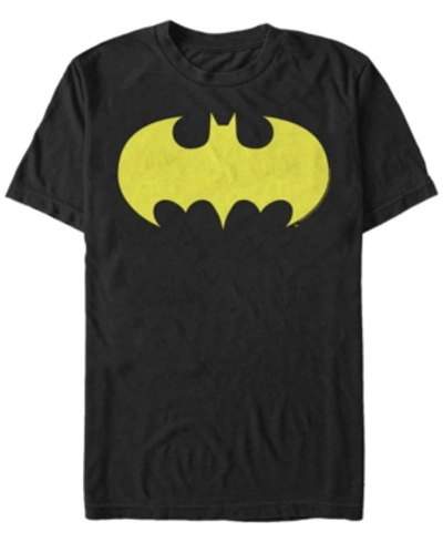 Fifth Sun Dc Men's Batman Classic Yellow Bat Logo Short Sleeve T-shirt In Black