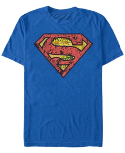 Fifth Sun Dc Men's Superman Comic Filled Logo Short Sleeve T-shirt In Royal