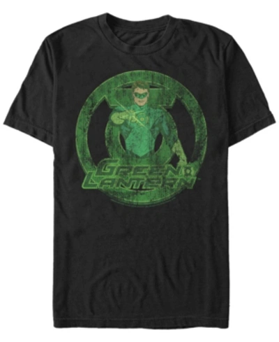 Fifth Sun Dc Men's Green Lantern Distressed Portrait Logo Short Sleeve T-shirt In Black