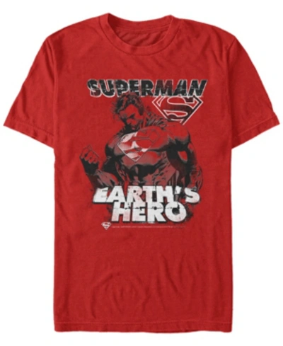 Fifth Sun Dc Men's Superman Earth's Hero Short Sleeve T-shirt In Red