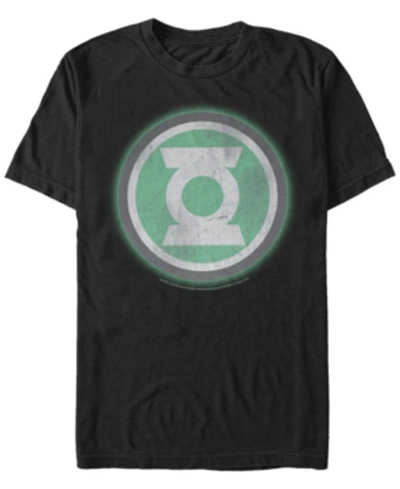 Fifth Sun Dc Men's Green Lantern Distressed Glowing Logo Short Sleeve T-shirt In Black