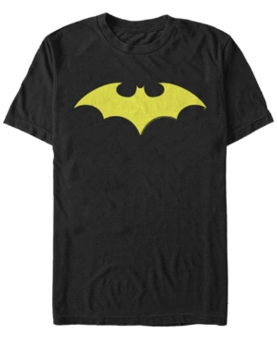 Fifth Sun Dc Men's Batman Classic Yellow Bat Logo Short Sleeve T-shirt In Black