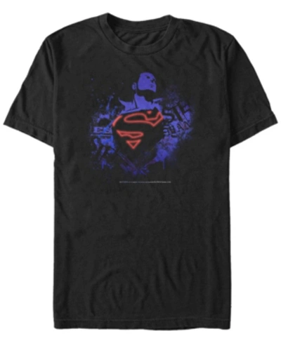 Fifth Sun Dc Men's Superman Neon Chest Logo Short Sleeve T-shirt In Black
