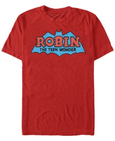 Fifth Sun Dc Men's Batman Robin The Teen Wonder Logo Short Sleeve T-shirt In Red