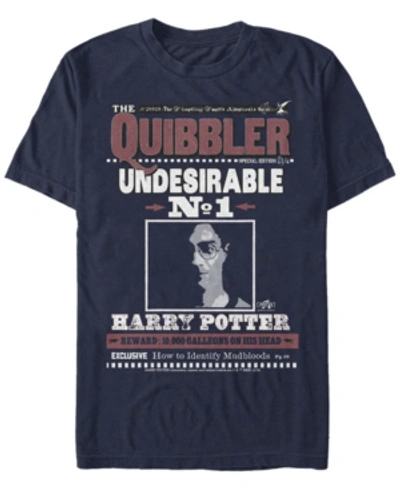 Fifth Sun Harry Potter Men's The Quibbler Undesirable Number One Poster Short Sleeve T-shirt In Navy