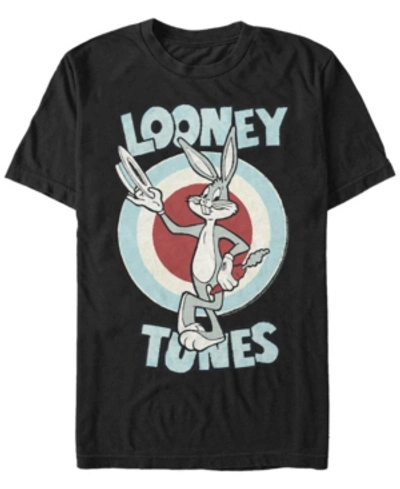 Fifth Sun Looney Tunes Men's Bugs Bunny Target Short Sleeve T-shirt In Black