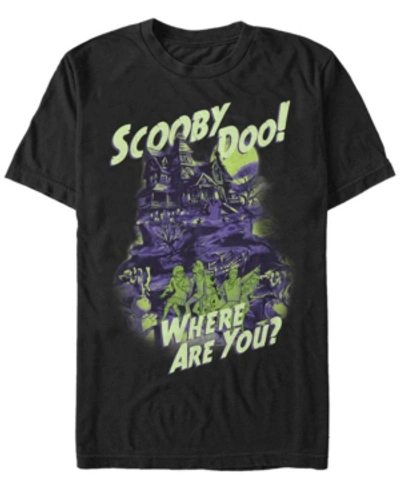 Fifth Sun Scooby-doo Men's Where Are You Haunted House Short Sleeve T-shirt In Black