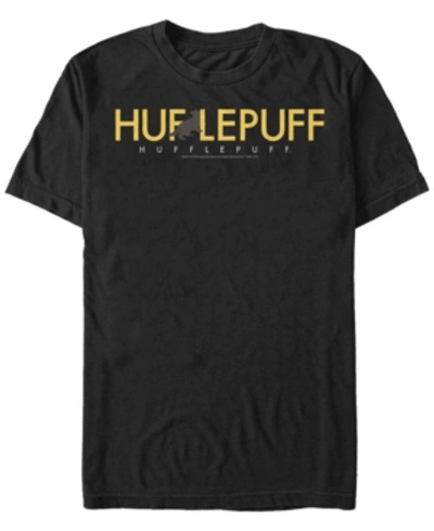 Fifth Sun Harry Potter Men's Hufflepuff Text Logo Short Sleeve T-shirt In Black