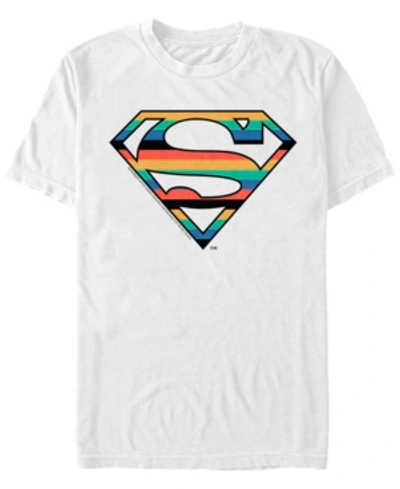 Fifth Sun Dc Men's Superman Stripes Logo Short Sleeve T-shirt In White