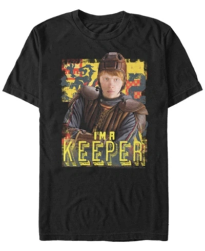 Fifth Sun Harry Potter Men's Ron Weasley I'm A Keeper Quidditch Player Short Sleeve T-shirt In Black