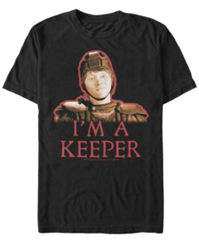 Fifth Sun Harry Potter Men's Ron Weasley I'm A Keeper Quidditch Player Short Sleeve T-shirt In Black