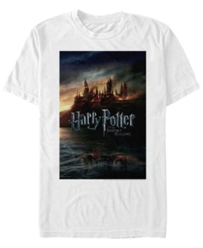 Fifth Sun Harry Potter Men's Hogwarts Deathly Hallows Poster Short Sleeve T-shirt In White