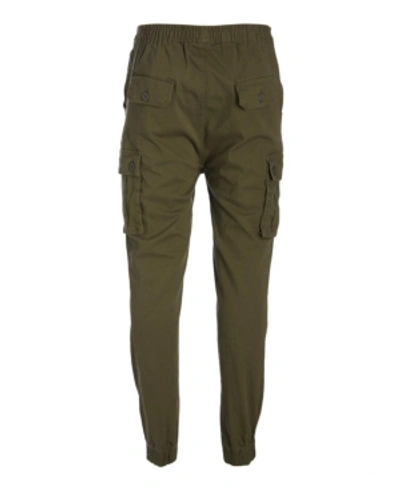 Galaxy By Harvic Men's Cotton Stretch Twill Cargo Joggers In Olive