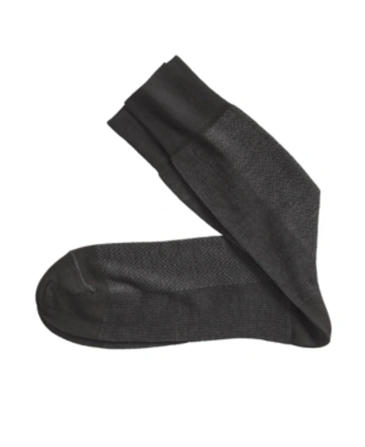 Johnston & Murphy Herringbone Panel Socks In Black