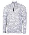 Cutter & Buck Traverse Camo Print Quarter Zip Performance Pullover In Charcoal