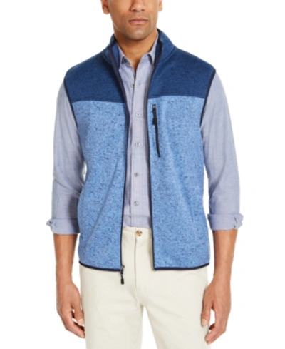 Club Room Men's Colorblock Fleece Sweater Vest, Created For Macy's In Navy Blue