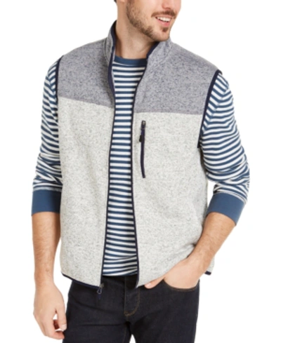 Club Room Men's Colorblock Fleece Sweater Vest, Created For Macy's In Smooth Silver