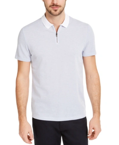 Alfani Men's Micro Jacquard Zipper Polo Shirt, Created For Macy's In Infinity
