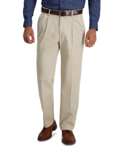 Haggar Men's Iron Free Premium Khaki Classic-fit Pleated Pant In Sand