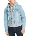 SUN + STONE MEN'S PHOENIX TRUCKER HOODED DENIM JACKET, CREATED FOR MACY'S