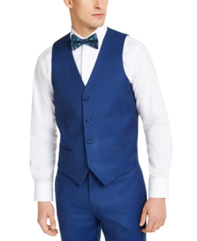 Alfani Men's Slim-fit Stretch Blue Tuxedo Vest, Created For Macy's