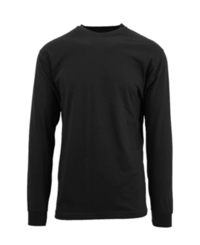 Galaxy By Harvic Men's Egyptian Cotton-blend Long Sleeve Crew Neck Tee In Black