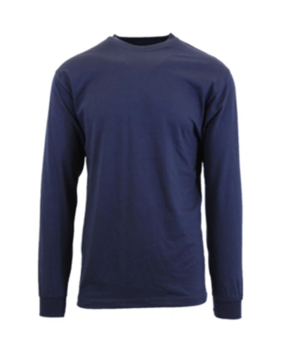 Galaxy By Harvic Men's Egyptian Cotton-blend Long Sleeve Crew Neck Tee In Navy