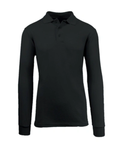 Galaxy By Harvic Men's Long Sleeve Pique Polo Shirt In Black