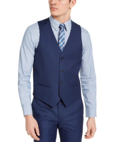 Alfani Men's Classic-fit Stretch Solid Suit Vest, Created For Macy's In Blue