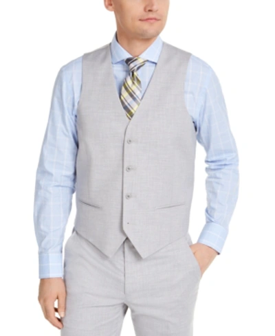 Alfani Men's Classic-fit Stretch Gray Solid Suit Vest, Created For Macy's