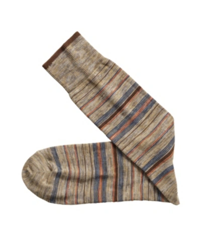 Johnston & Murphy Heather Stripe Socks In Khaki