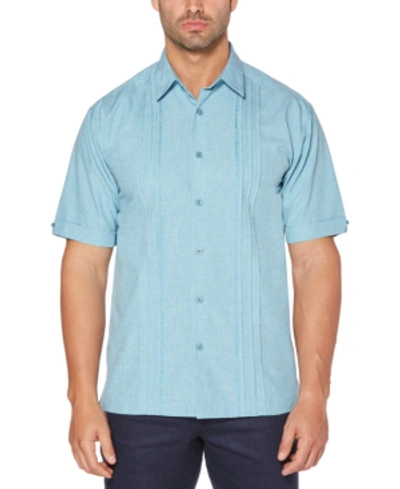 Cubavera Men's Big & Tall Pintuck Embroidered Chambray Shirt In Delphinium Blue