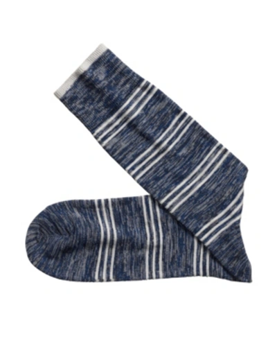 Johnston & Murphy Heather Stripe Socks In Navy