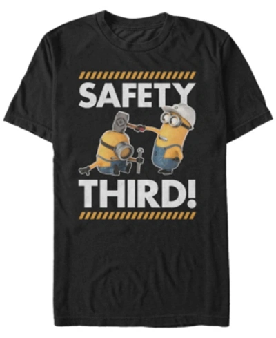 Fifth Sun Minions Men's Safety Third Short Sleeve T-shirt In Black