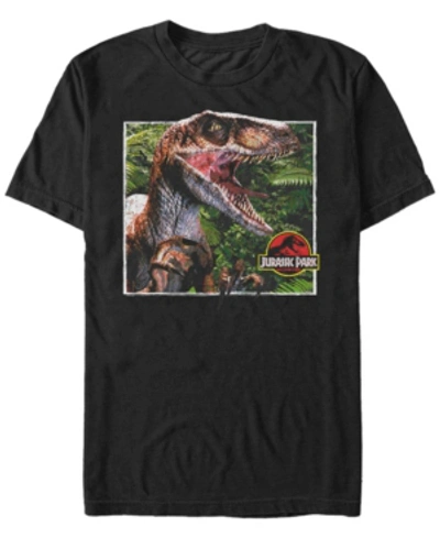 Fifth Sun Jurassic Park Men's Raptor Coming Out Of Forest Short Sleeve T-shirt In Black