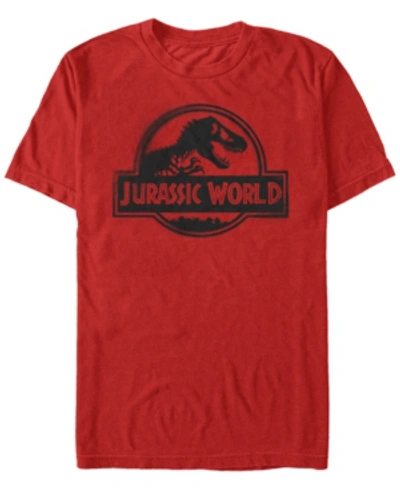 Fifth Sun Jurassic World Fallen Kingdom Men's Black Spray Paint Logo Short Sleeve T-shirt In Red