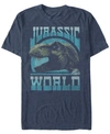 Fifth Sun Jurassic World Fallen Kingdom Men's T-rex Vintage-like Profile Short Sleeve T-shirt In Navy Heath