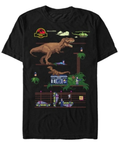 Fifth Sun Jurassic Park Men's Digital Video Game Scene Short Sleeve T-shirt In Black