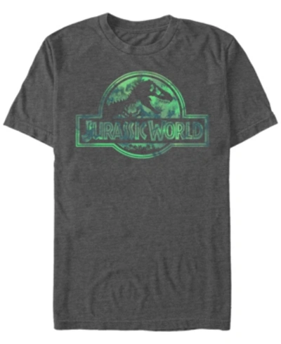 Fifth Sun Jurassic World Men's Faded Pastel Watercolor Logo Short Sleeve T-shirt In Charcoal H