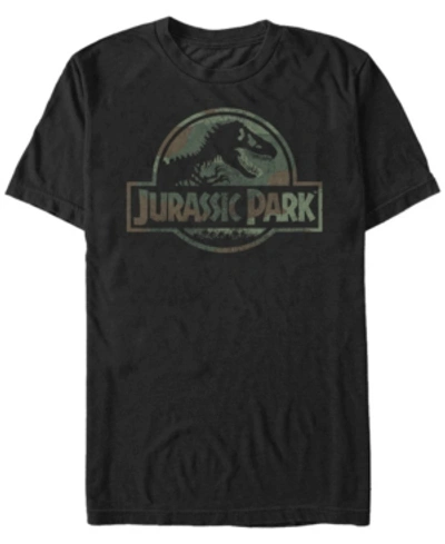 Fifth Sun Jurassic Park Men's Camo Fossil Logo Short Sleeve T-shirt In Black