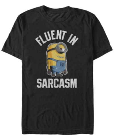 Fifth Sun Minions Men's Fluent In Sarcasm Short Sleeve T-shirt In Black